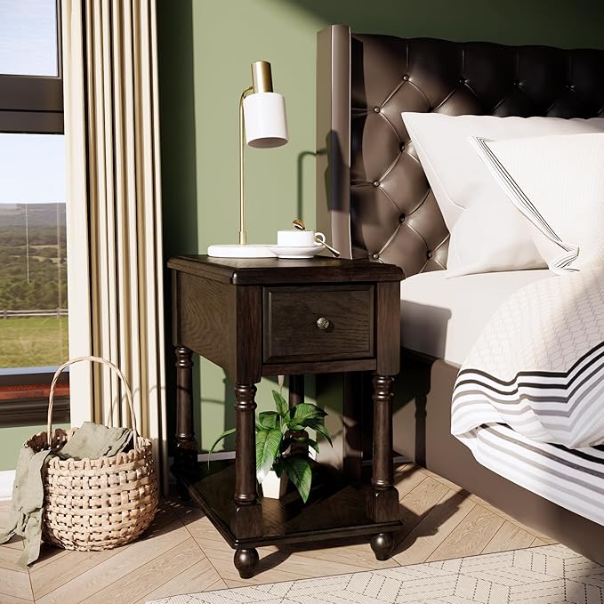LEEMTORIG Solid Wood End Table Narrow Side Table - Image 5