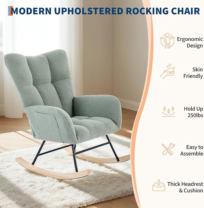 Nursery Rocking Chair, 300Lb Glider Chair - Image 5