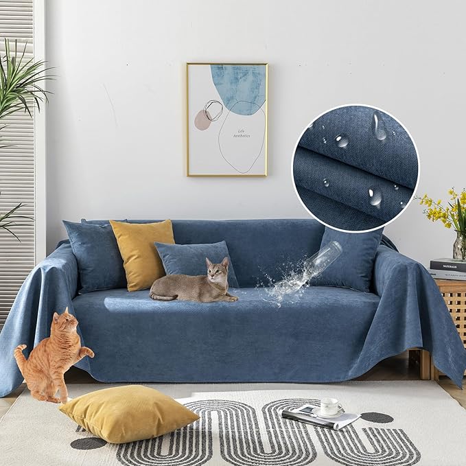STACYPIK Waterproof Dark Blue Sofa Cover, Washable Couch Cover by STACYPIK