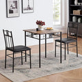 VECELO 3-Piece Dining Room Wooden Kitchen Table and Pu Cushion Chair Sets by VECELO