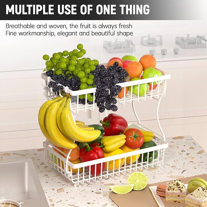 Fruit Basket, 2-Tier Fruit Bowl - Image 4