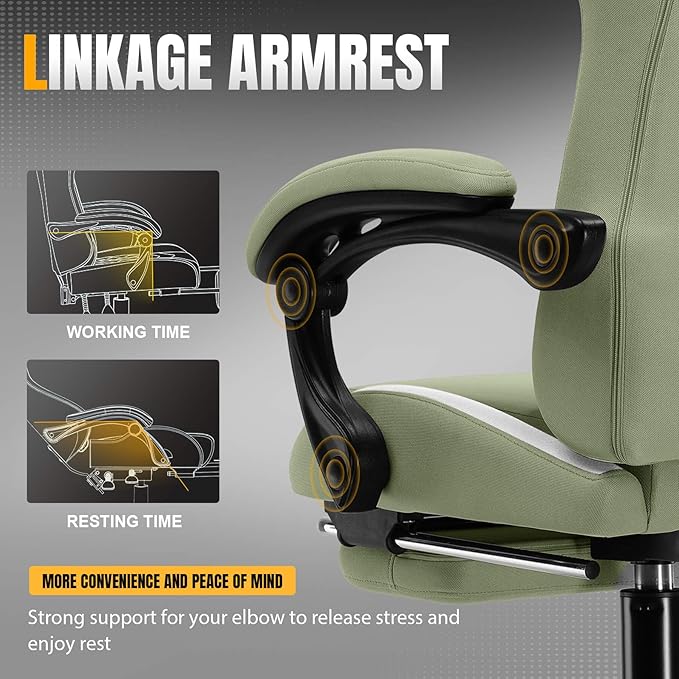GTRACING Gaming Chair with Foot Rest & Pocket Spring Cushion, Breathable Fabric - Image 8