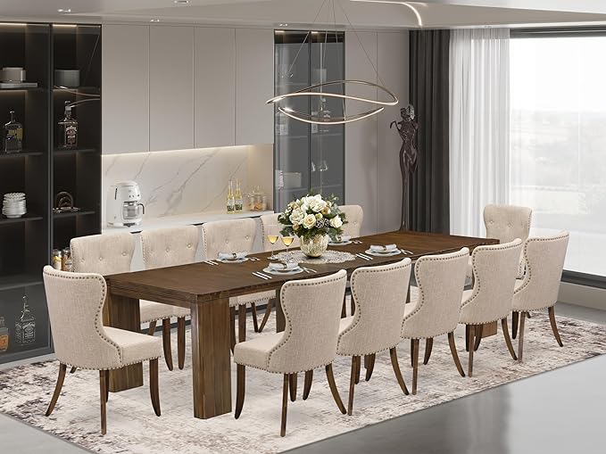 X12SI-008-04 - 13 Pieces Kitchen Dining Table Set includes an Extendable by LuxebyEastWestFurniture