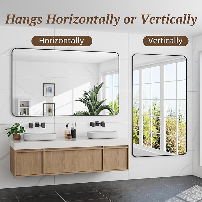 Bathroom Mirror 60" x 36", Large Rectangle Wall Mirror, Entryway Decor - Image 6