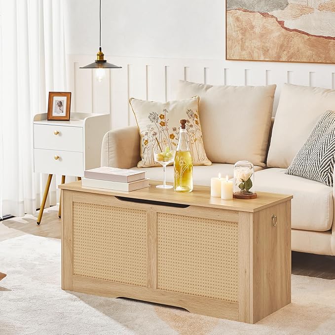 HOOBRO Storage Bench, 39.3" Toy Box, Rattan-Like Storage Chest, Sturdy Entryway - Image 5
