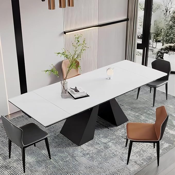 Extendable Dining Table for 8-12 Seat, Flexible Stretch, Tabletop Made from by TimesGate