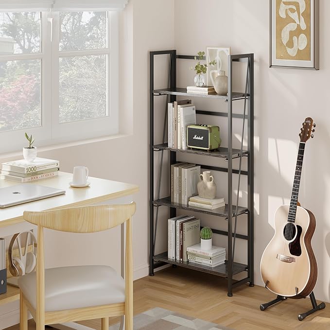 BHG Vintage Multifunctional Folding Bookshelf, No-Assembly Plant Stand Storage - Image 2