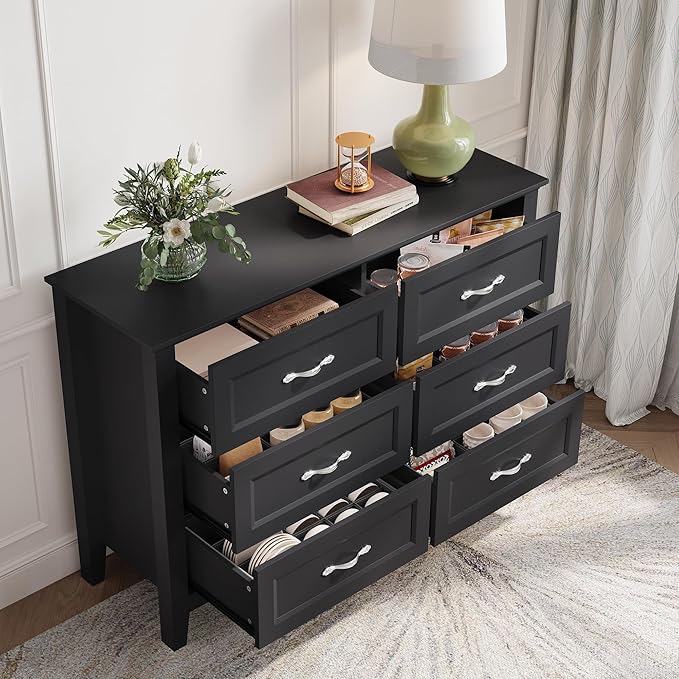 LINSY HOME 6 Drawers Dresser for Bedroom, Modern Farmhouse Dresser TV Stand - Image 4