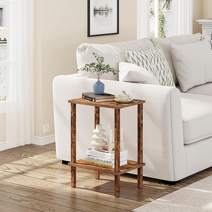 TUTOTAK End Table, Side Table, Nightstand, 2-Tier Storage Shelf, Sofa Side Table - Image 3