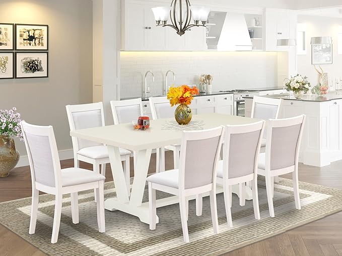 East West Furniture V027MZ001-9 9 Piece Modern Dining Table Set Includes a - Image 2