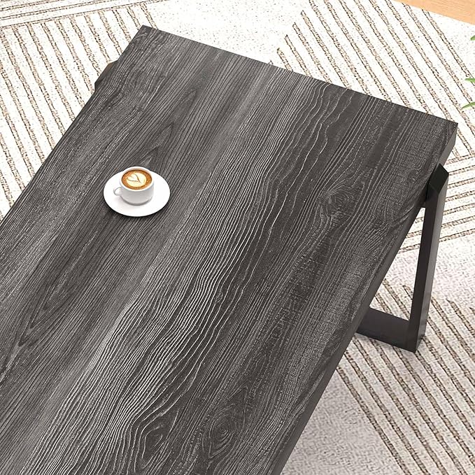 FOLUBAN Industrial Coffee Table, Rustic Wood and Metal Center Table, Modern - Image 5
