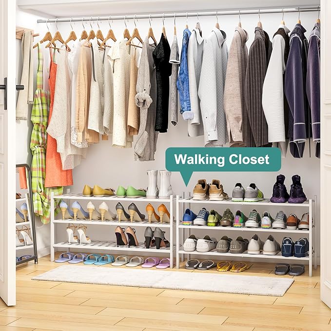3-Tier Long Shoe Rack, Bamboo Wood Shoe Rack - Image 2