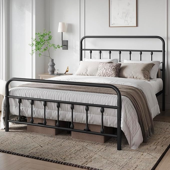 Queen Bed Frame-Classic Metal Platform Bed Frame Mattress Foundation - Image 8