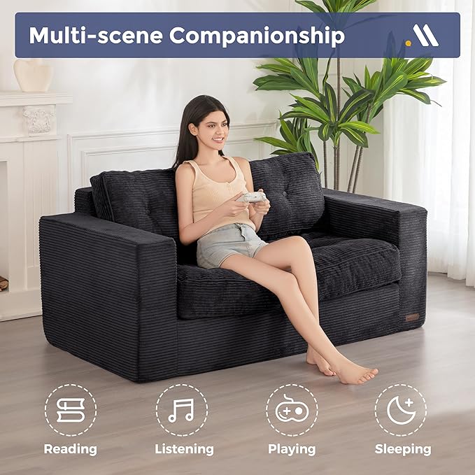 MAXYOYO Bean Bag Chair for Adults, Upholstered Floor Sofa - Image 5
