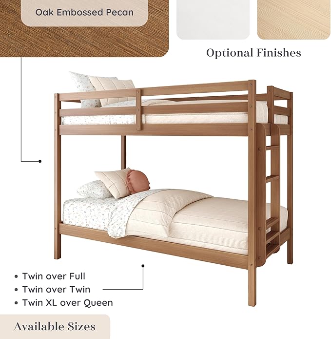 Grain & Grove Bear Twin Over Twin Bunk Bed, Sturdy Bunk Bed Frame - Image 6