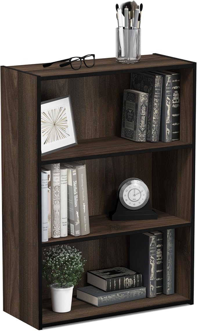 Furinno Pasir 3-Tier Open Shelf Bookcase, Columbia Walnut by Furinno-FitsYourSpaceFitsYourBudget