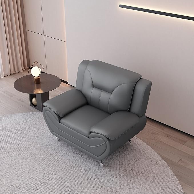 Container Furniture Direct Michael Modern Faux Leather Upholstered Stainless - Image 16