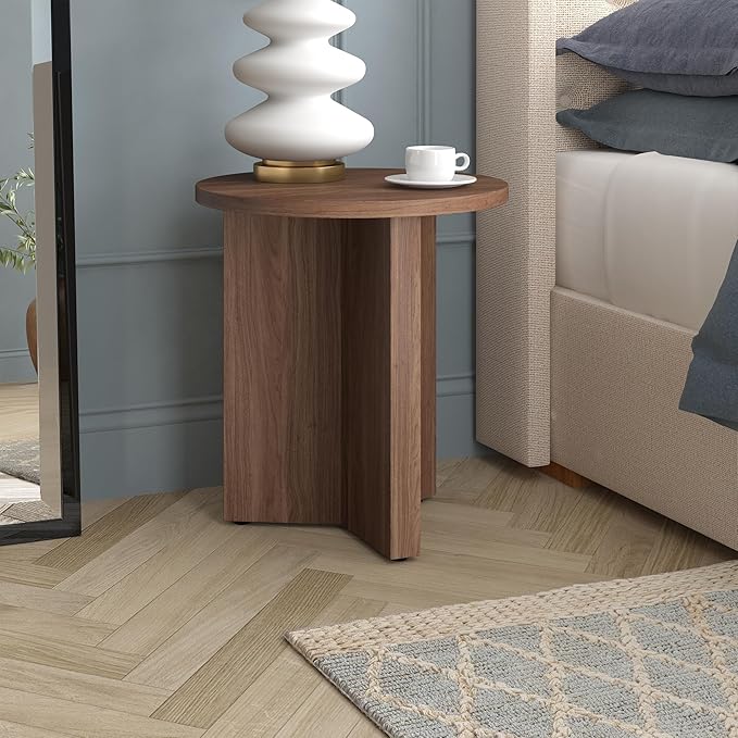 Henn&Hart 20" Wide Round Side Table in Satin Walnut, - Image 6
