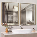 Hasipu 2 PCS Bathroom Mirror for Wall, 36 x 28 Inch Gold Metal Framed Bathroom by Whatssuitableisthebest