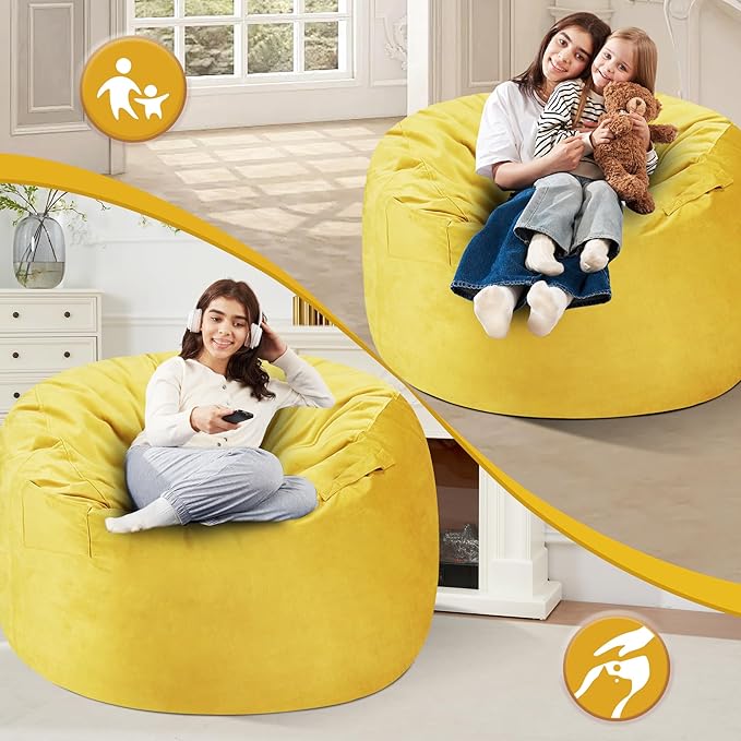 Homguava 4 FT Bean Bag Chair: 4' Bean Bags - Image 3