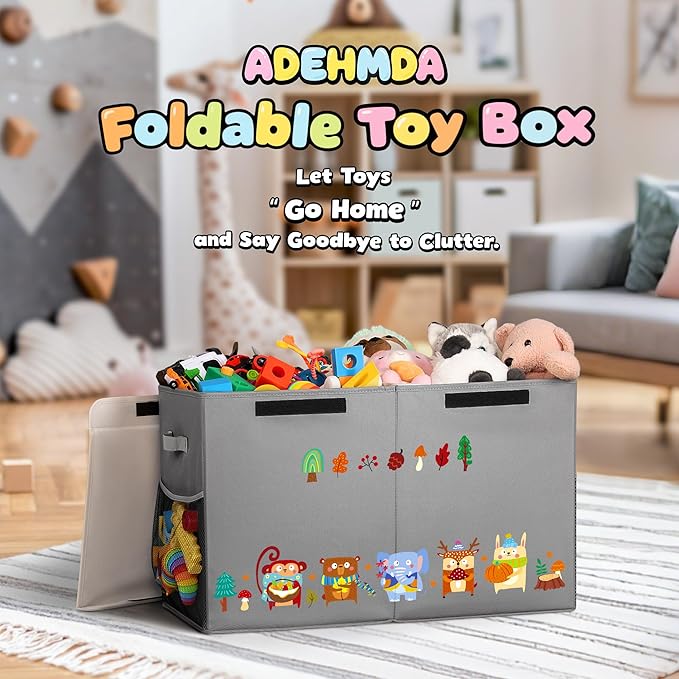 80L Large Toy Storage Box with Lid, Large Toy Box Chest - Image 2