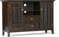 SIMPLIHOME Bedford SOLID WOOD 53 Inch Wide Transitional TV Media Stand in Dark by SimpliHome