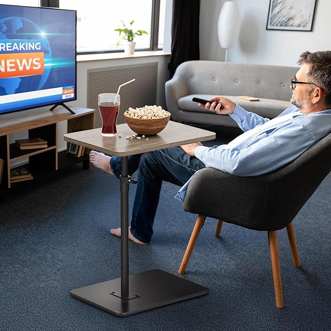 NiHome Minimalist Height Adjustable End Table, 360° Rotatable Sofa Armrest Side - Image 3