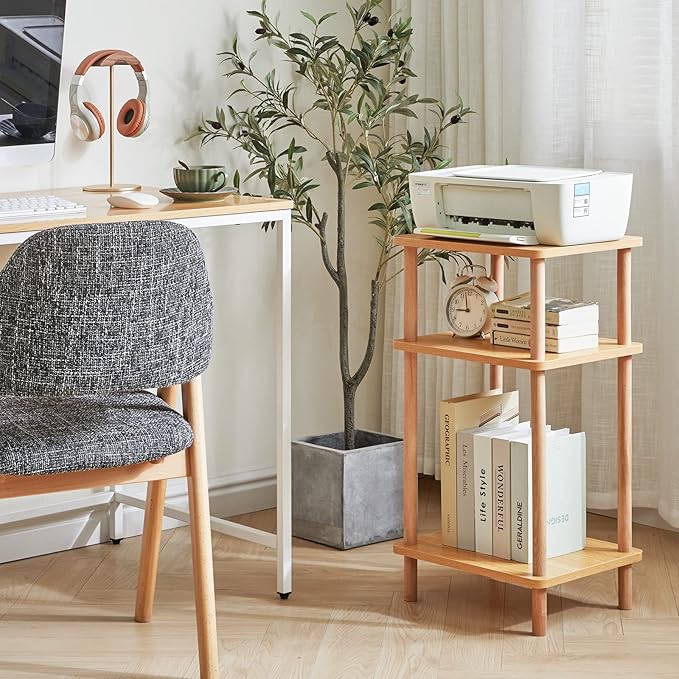 IBUYKE 3-Tier Side Table, Solid Wood Tall End Table - Image 4