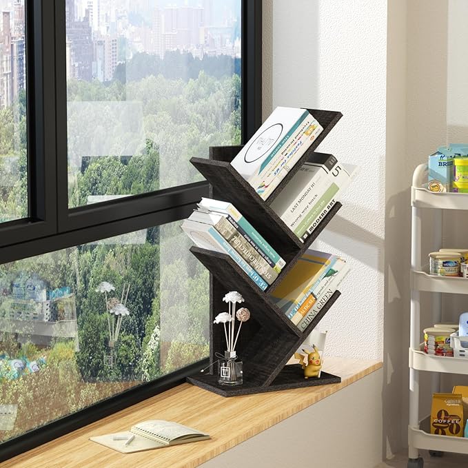 5 Tier Tree Book Shelf, Small Desktop Bookshelf - Image 8