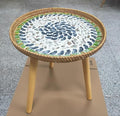 Round Rattan Side Table, Handmade Rattan Tray by LANYANZI