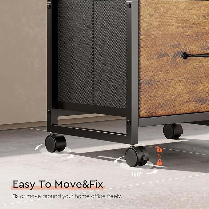 3 Drawer File Cabinet with Wheels Rolling Printer Stand with Open Storage Shelf - Image 5