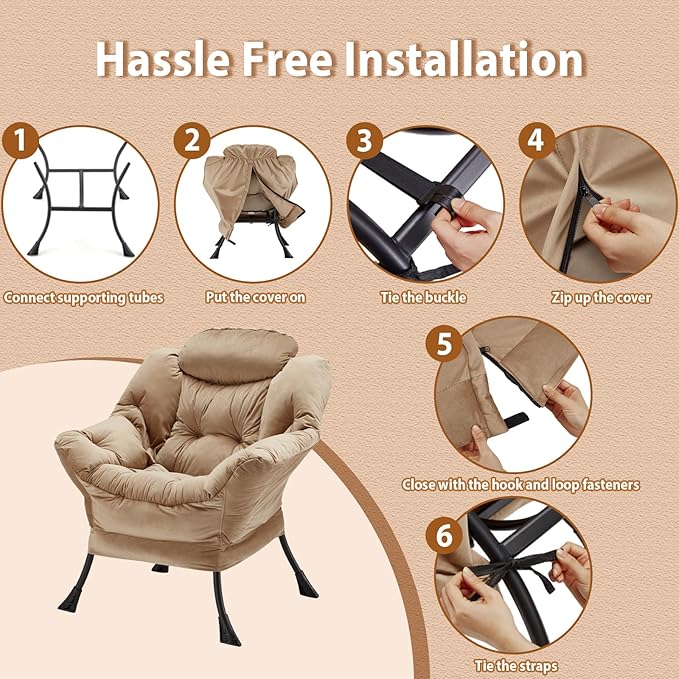 Lazy Chair Thick Padded, Comfy Velvet Accent Lounge Chair - Image 7