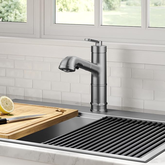 KRAUS Allyn Pull-Out Single Handle Kitchen Faucet in Spot-Free Stainless Steel - Image 2