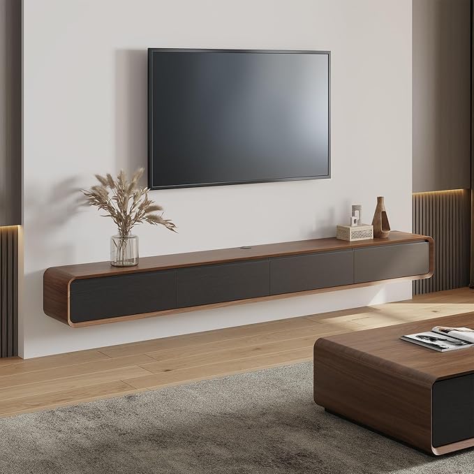POVISON Fully-Assembled Minimalist Floating TV Stand, Modern Wall-Mounted by POVISON