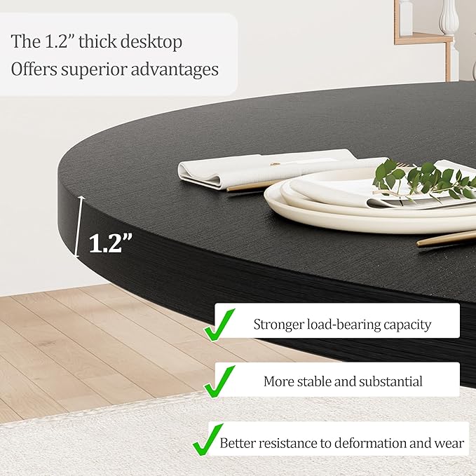 Round Dining Table for 4, 47 Inch Wooden Circle Dinner Table - Image 6