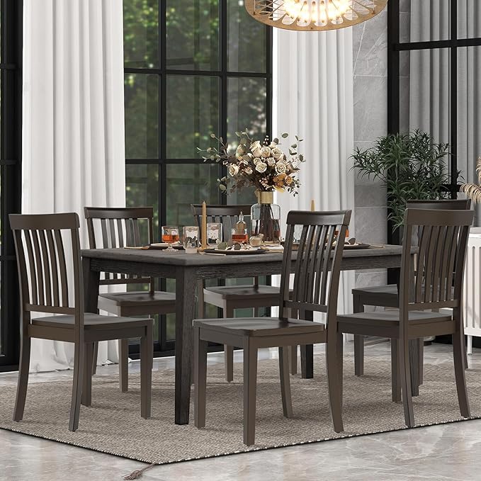 COLAMY Wooden Dining Chairs Set of 4, Solid Rubberwood Kitchen & Dining Room - Image 8