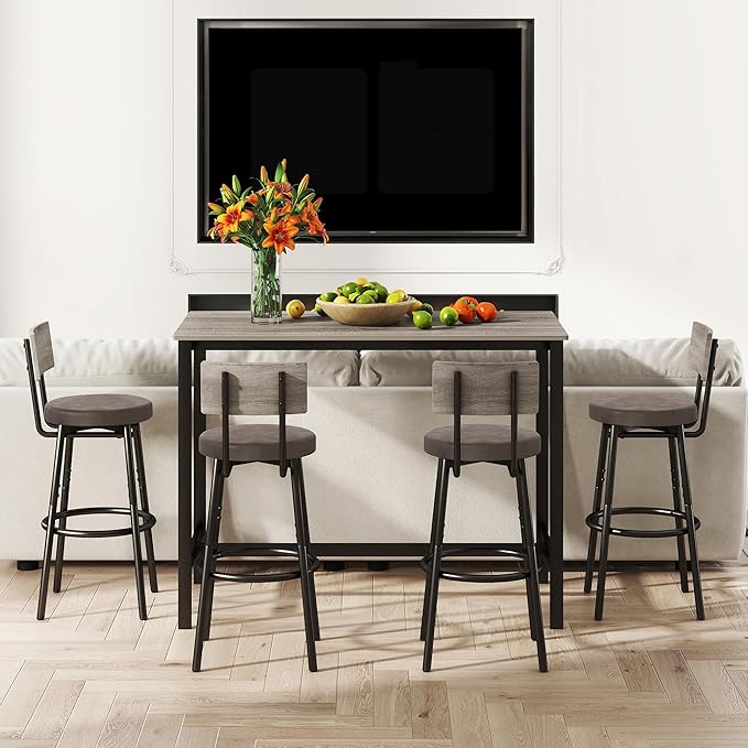 Tatub Bar Table and Stools Set of 4, 5 Piece Counter Height High Breakfast - Image 5