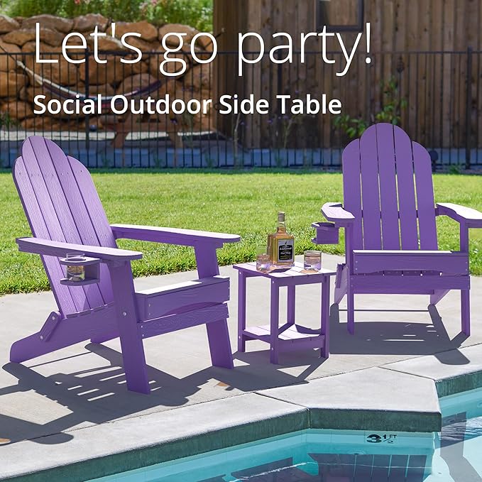 LUE BONA Adirondack Outdoor Side Table, 2-Tier Purple HDPS Patio End Table - Image 4