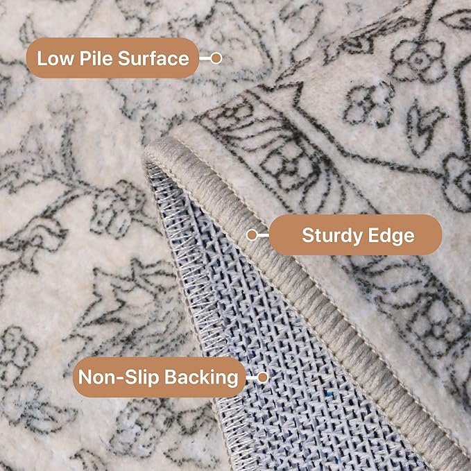 GENIMO 10x14 Area Rugs for Living Room, Machine Washable Non Slip Vintage Rugs - Image 4