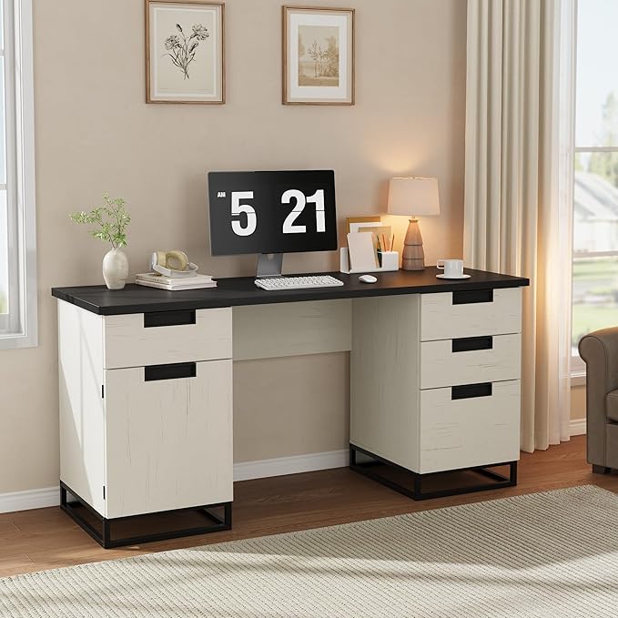 Garvee 59" Farmhouse Executive Desk, Home Office Desk - Image 4