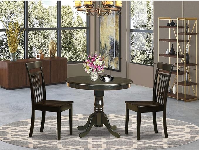 East West Furniture ANCA3-CAP-W 3 Piece Dining Table Set - Image 2