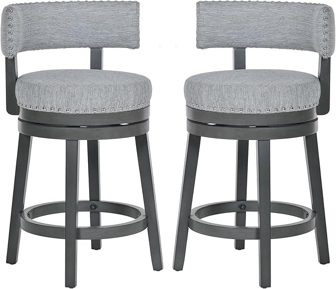 COLAMY Swivel Bar Stool Set of 2, Modern Swivel Barstool - Image 9