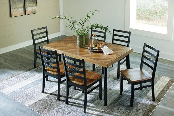 Signature Design by Ashley Blondon Rustic Chevron Dining Table and 6 Chairs - Image 14