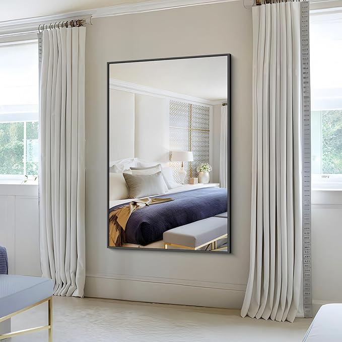 KOCUUY Black Bathroom Mirror, 55x36 Large Wall Mirror - Image 7