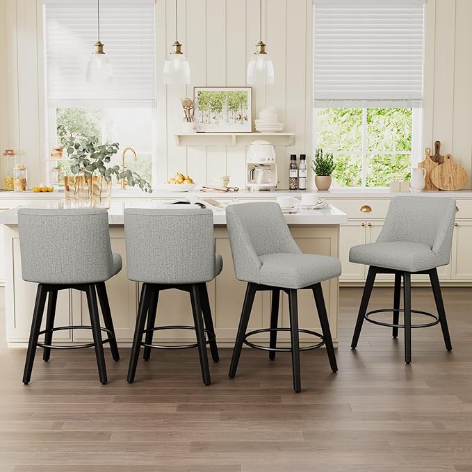 Vipbear Swivel Counter Height Bar Stools Set of 4, 26.8" H Counter Stools by VipbearLiving