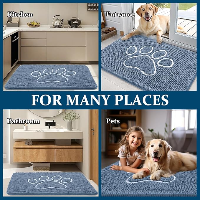 OLANLY Door Mat for Muddy Dog Paws 36x24, Absorbent Chenille Doormat - Image 8