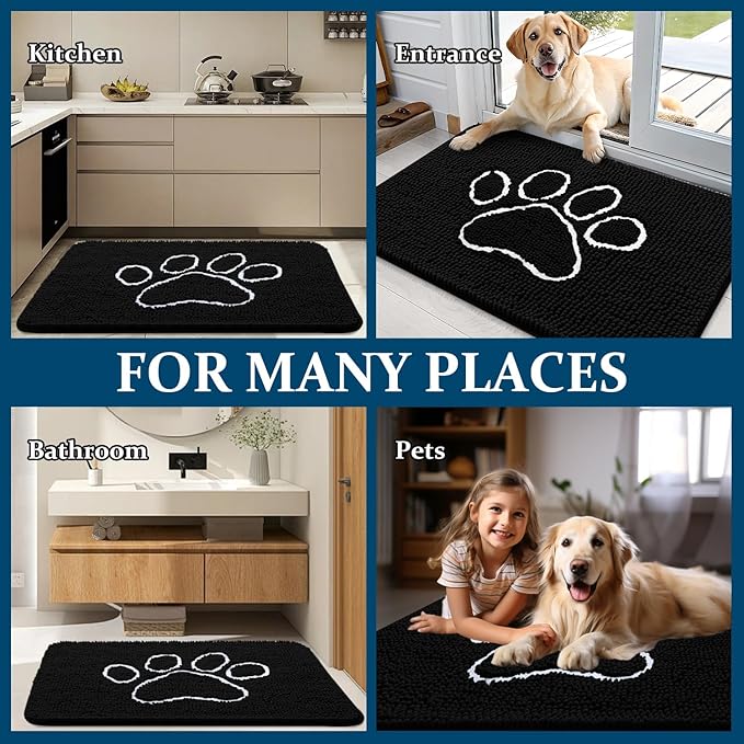 OLANLY Door Mat for Muddy Dog Paws 70x46, Ultra Absorbent Chenille Mud Doormat - Image 8