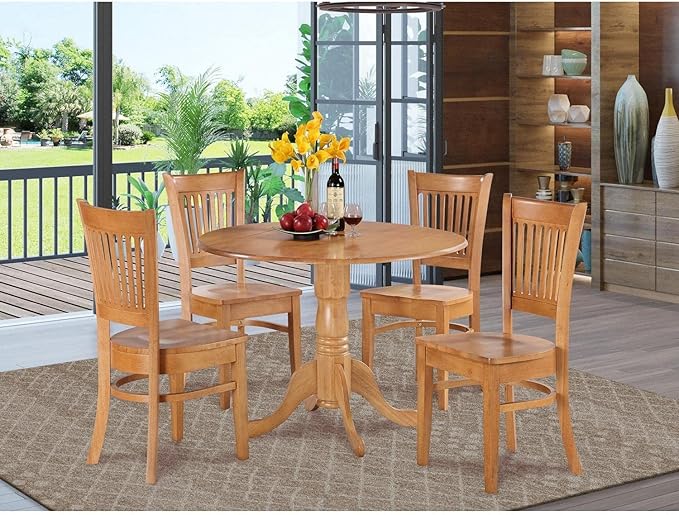 East West Furniture DLVA5-OAK-W 5 Piece Modern Dining Table Set Includes a - Image 2