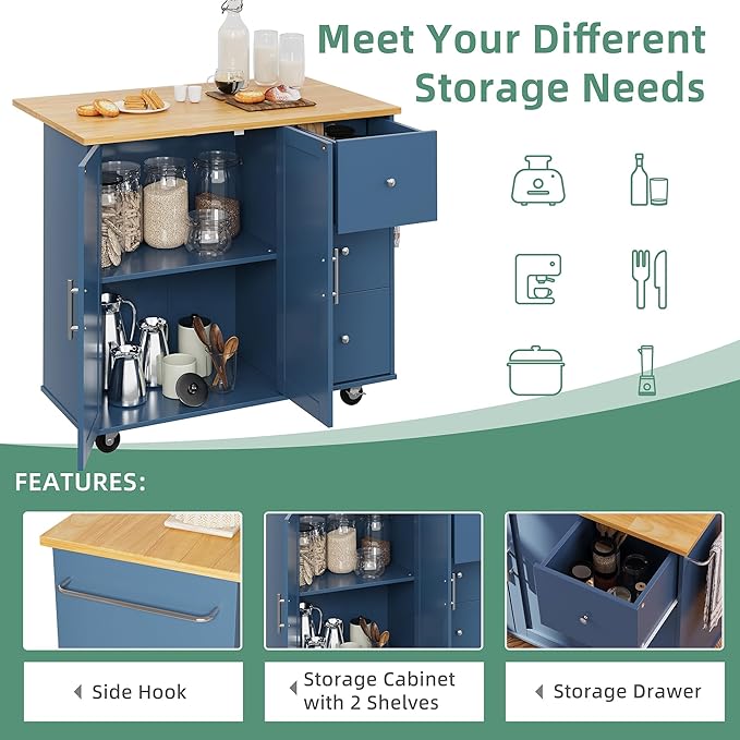 Shintenchi Rolling Kitchen Island Cart - Image 6