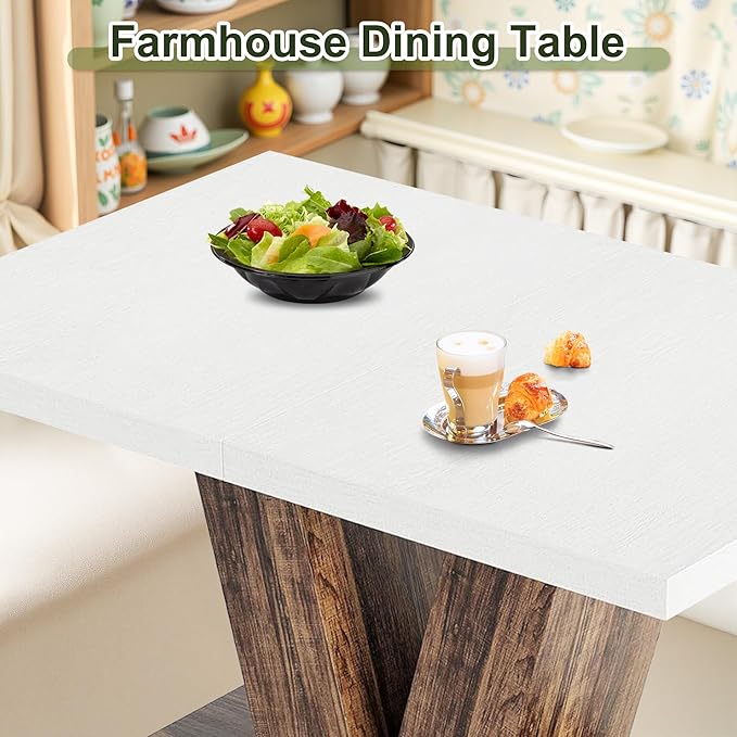 NicBex 47" Dining Table for 4 People, Farmhouse Dinner Table Small Dining Room - Image 5